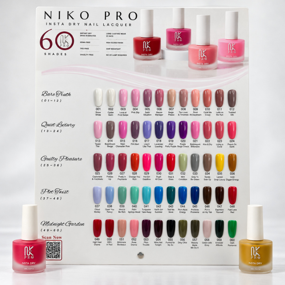 NIKO PRO Entire Collection of 60 Shades - 60 Bottles - One Bottle per Shade 3
