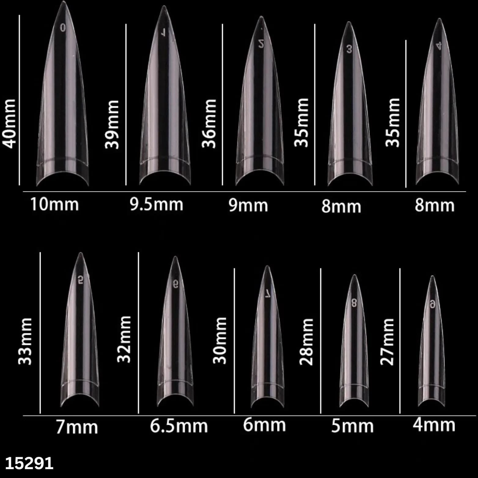 23 Long Coffin Nail Extensions (Box 600)