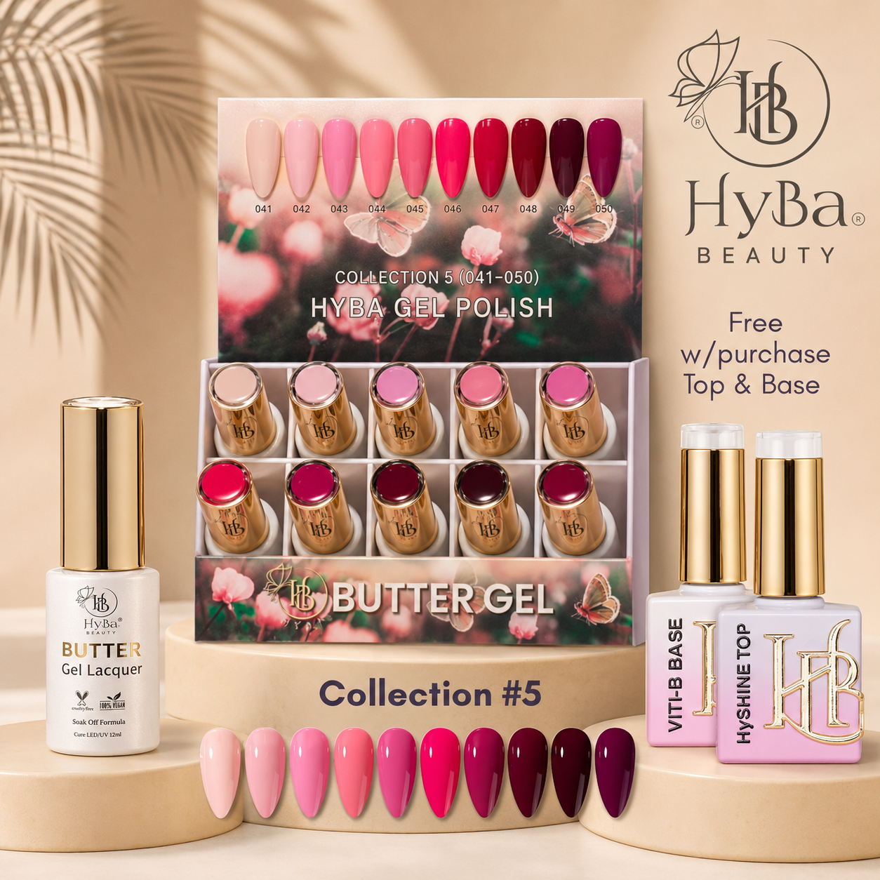 Butter Gel Polish Series Collection 5 (Colors #041-#050) - Free Top & Base