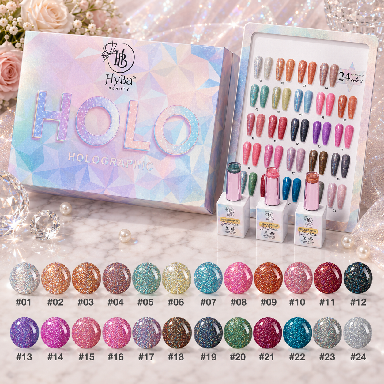 Holographic Gel Polish Collection - 24 Colors Box Set