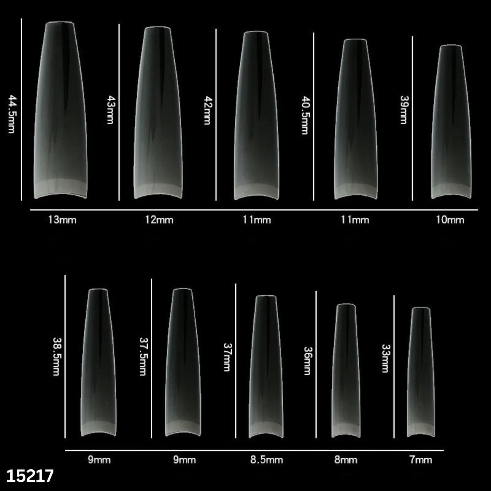 15 Round Coffin Nail Extensions (Box 500)