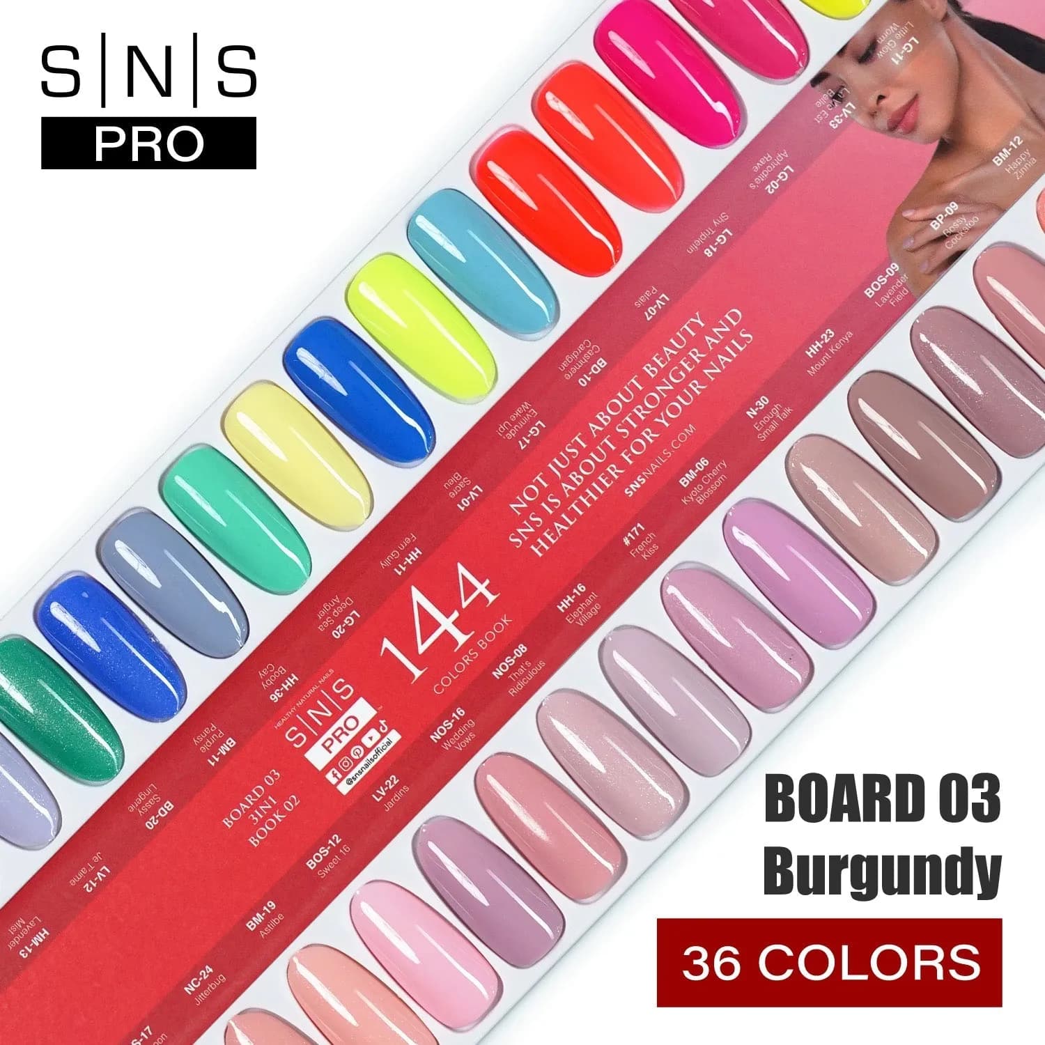 SNS Pro Dipping Powder - Set 36 Colors - Board 3 (073 - 108) - Burgundy Collection