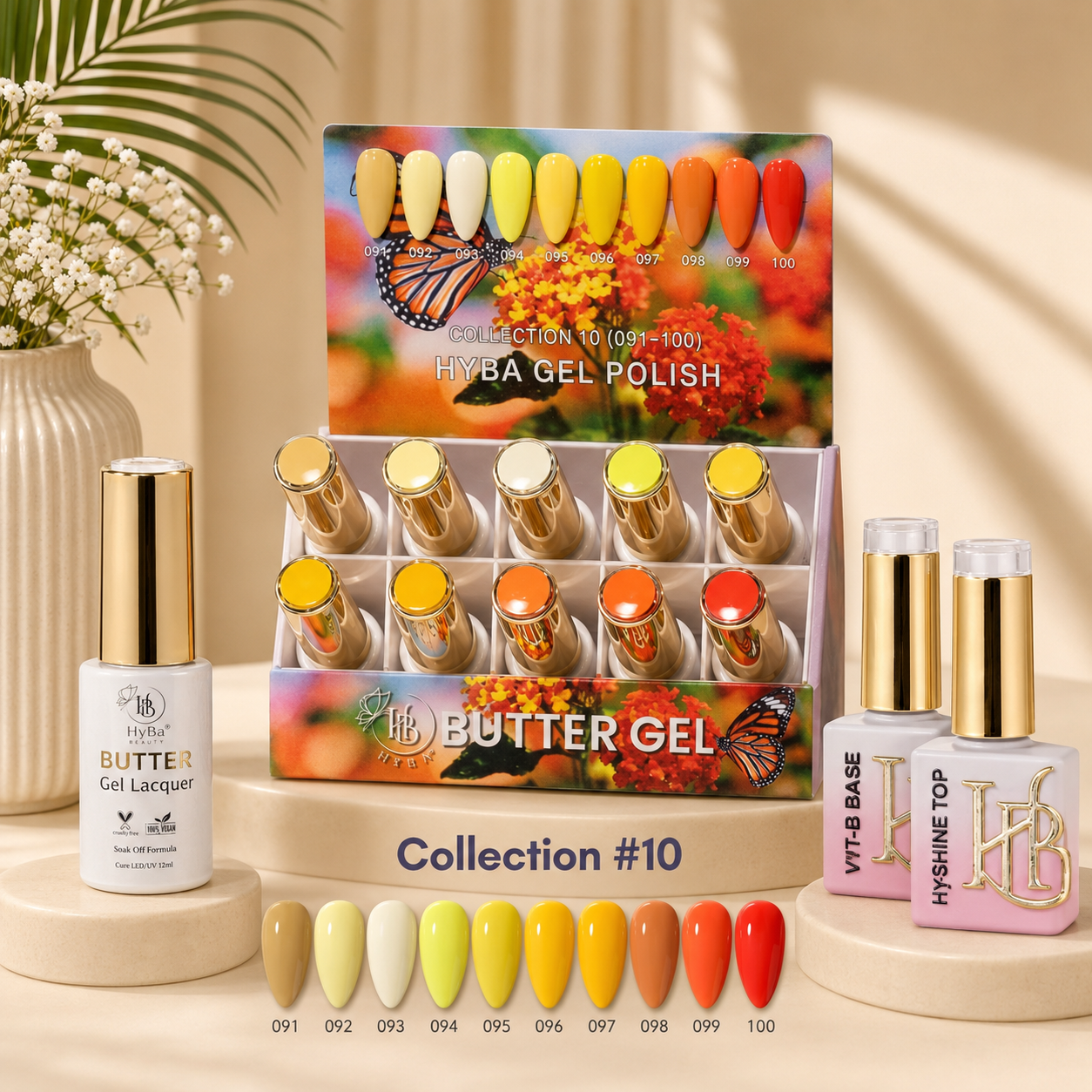Entire Butter GEL Series Collection 10 - (Colors #091-#100) - Free Top & Base