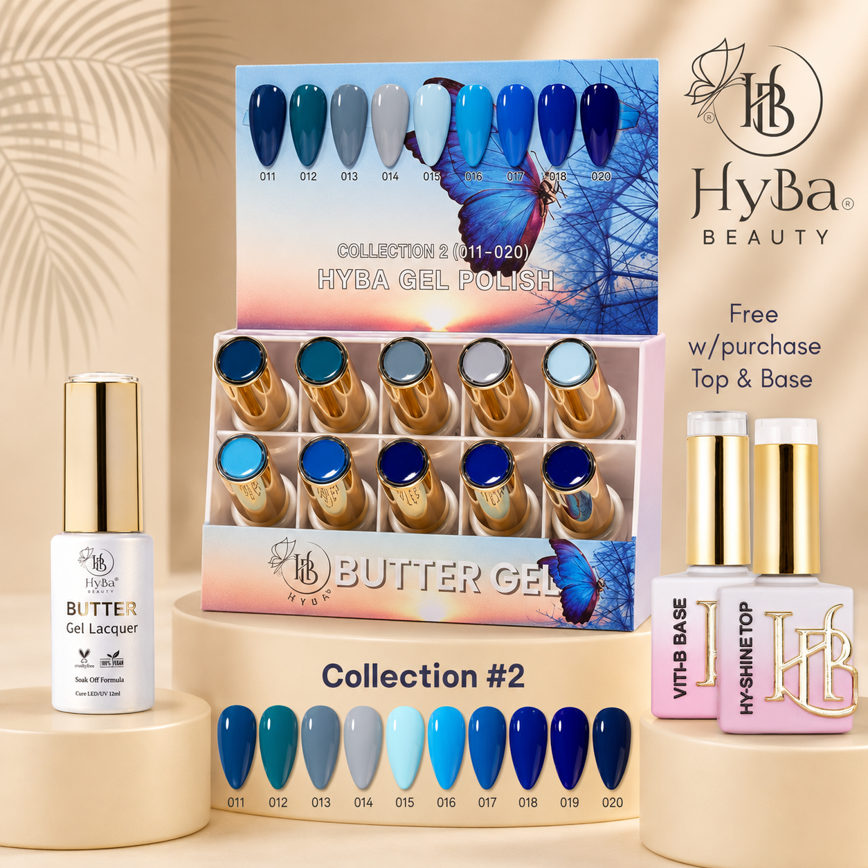 Butter Gel Polish Series Collection 2 (Colors #011-#020) - Free Top & Base