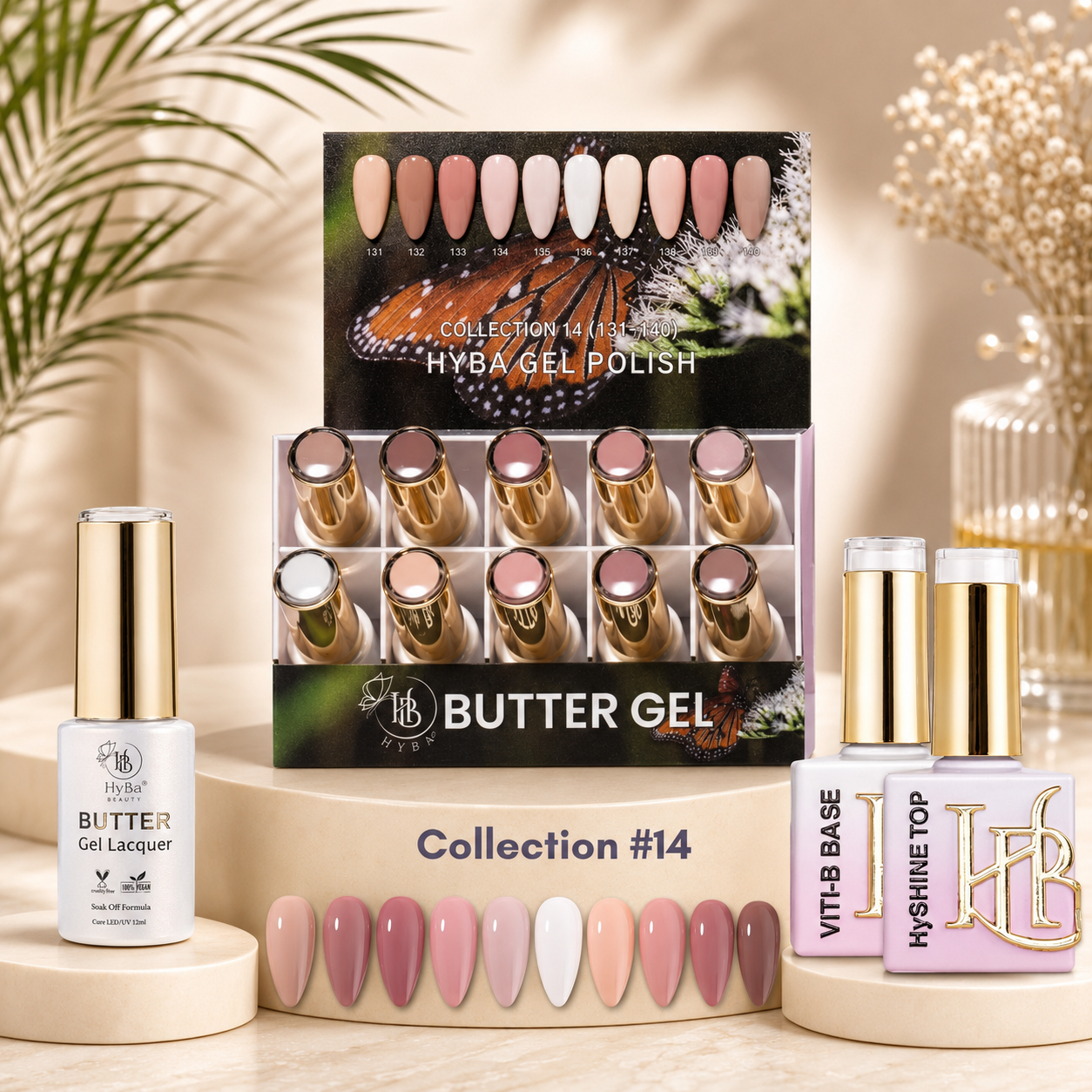 Butter Gel Polish Series Collection 14 (Colors #131-#140) - Free Top & Base